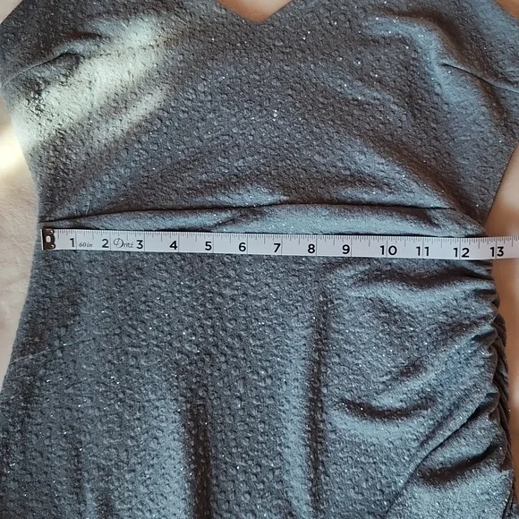 Women's Junior Size, Bodycon Sparkling Blue with Ruched Side Part & Slit Dress - Picture 8 of 11